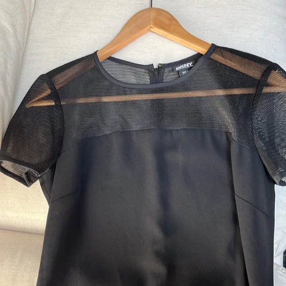 DKNY Black Shift Dress with mesh top Size 6 - Picture 2 of 4